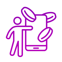 Person with phone and coins